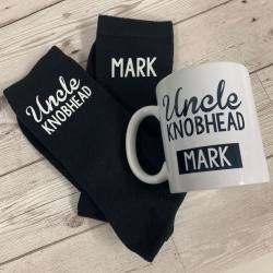 Personalised 'Uncle Knobhead' Mug & Socks Set